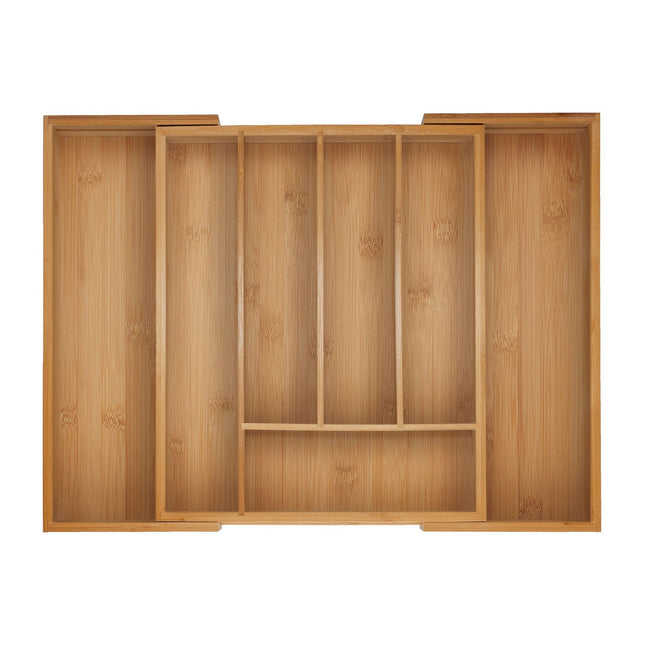Bamboo Cutlery Tray, Adjustable Drawer Organizer