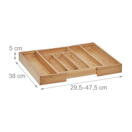 Besteckkasten aus Bambus, verstellbarer Schubladen-Organizer