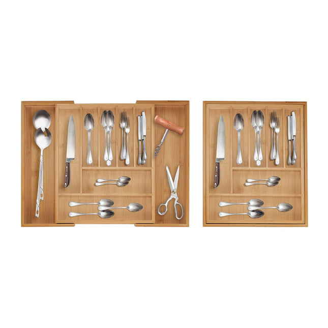 Besteckkasten aus Bambus, verstellbarer Schubladenorganizer