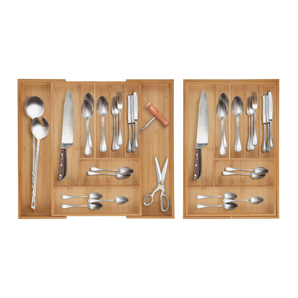 Besteckkasten aus Bambus, verstellbarer Schubladenorganizer