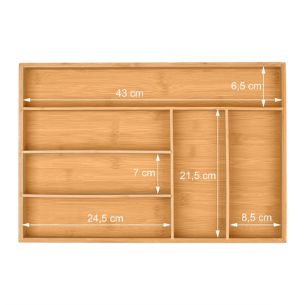 Bamboo Cutlery Tray with 6 Compartments