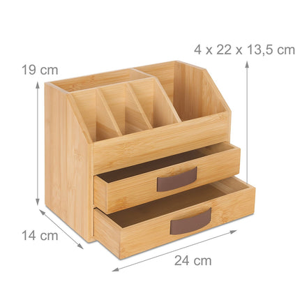 Bambus Schreibtisch-Organizer – 2 Schubladen, 5 Fächer