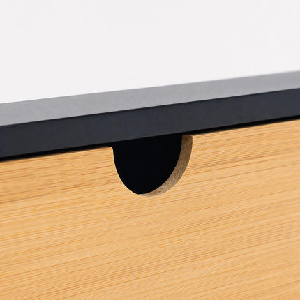 Bamboo Desk Organiser with 2 Small and 1 Large Drawer, 13.5 x 33 x 21 cm, Black