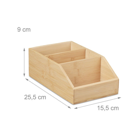 Bamboo Desk Organiser with 3 Compartments