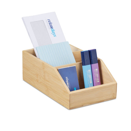 Bamboo Desk Organiser with 3 Compartments