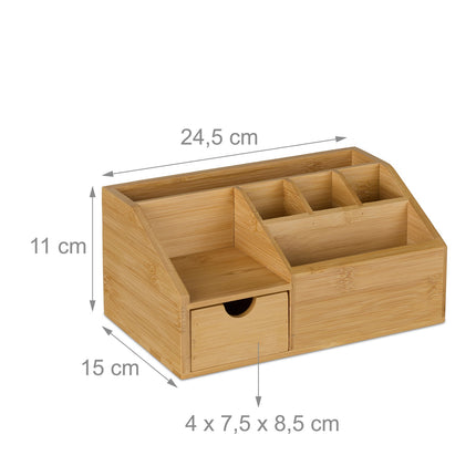 Bambus-Schreibtisch-Organizer mit Schublade, 6 Fächer
