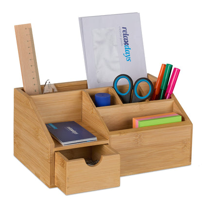 Bambus-Schreibtisch-Organizer mit Schublade, 6 Fächer