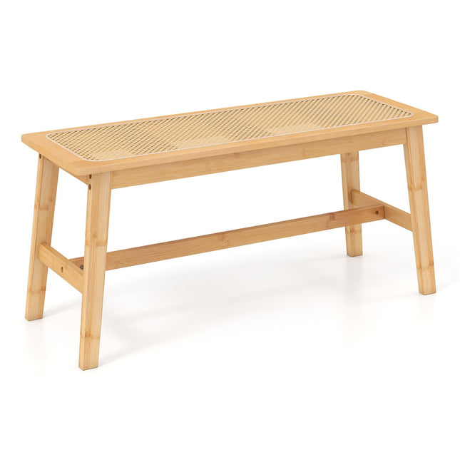 Bambus-Esszimmerbank mit Rattan-Sitz, 100 cm, Natur