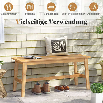 Bambus-Esszimmerbank mit Rattan-Sitz, 100 cm, Natur