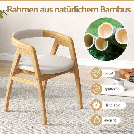 Bambus-Esszimmerstuhl mit Kissen – Natur, Ergonomisch