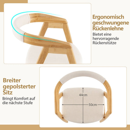 Bambus-Esszimmerstuhl mit Kissen – Natur, Ergonomisch