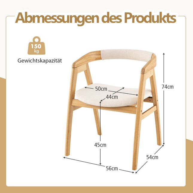 Bambus-Esszimmerstuhl mit Kissen – Natur, Ergonomisch