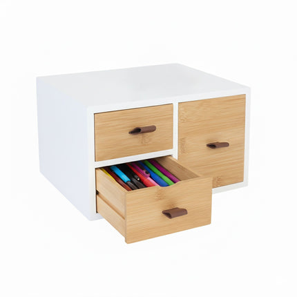 Bambus-Schubladenbox – 3 geräumige Schubladen, vielseitiger Organizer