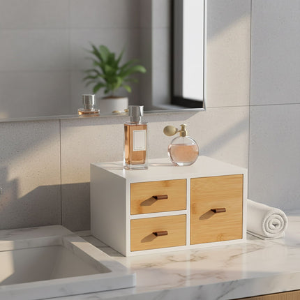 Bambus-Schubladenbox – 3 geräumige Schubladen, vielseitiger Organizer