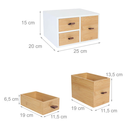 Bambus-Schubladenbox – 3 geräumige Schubladen, vielseitiger Organizer