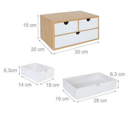 Bambus-Schubladenbox-Organizer, 3 Schubladen, vielseitig einsetzbar