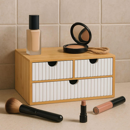 Bambus-Schubladenbox-Organizer, 3 Schubladen, vielseitig einsetzbar
