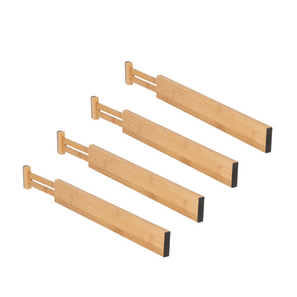 Bambus-Schubladenteiler, 4er-Pack, federbelastet, rutschfest