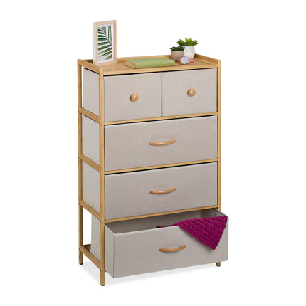 Bamboo Drawer Unit, 5-Drawer Storage Cabinet