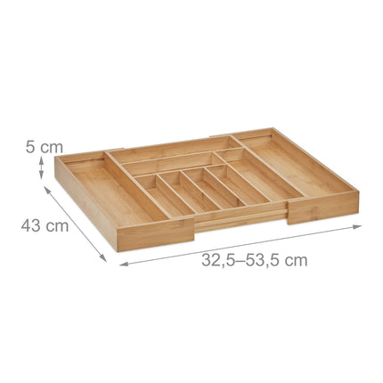 Bamboo Extendable Cutlery Tray for Drawers