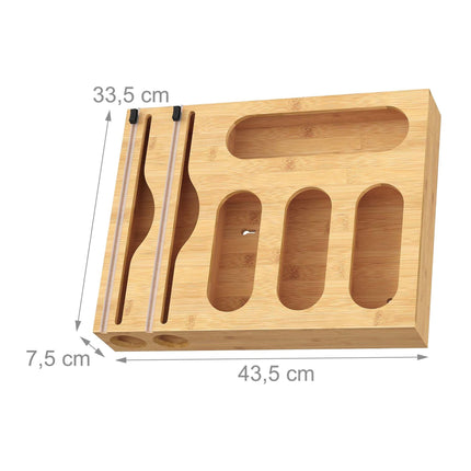 Bamboo Foil Holder with Cutter – Wall or Drawer Mount