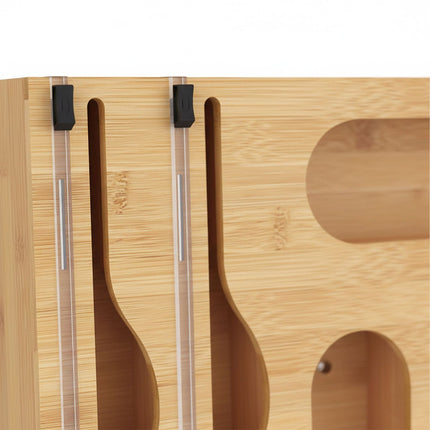 Bamboo Foil Holder with Cutter – Wall or Drawer Mount