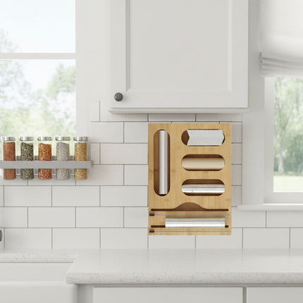 Bamboo Foil Holder with Cutter – Wall or Drawer Mount
