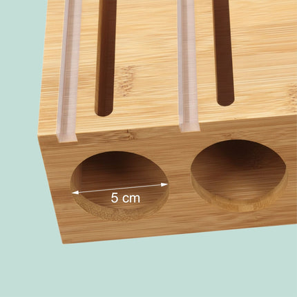 Bamboo Foil Holder with Cutter – Wall or Drawer Mount
