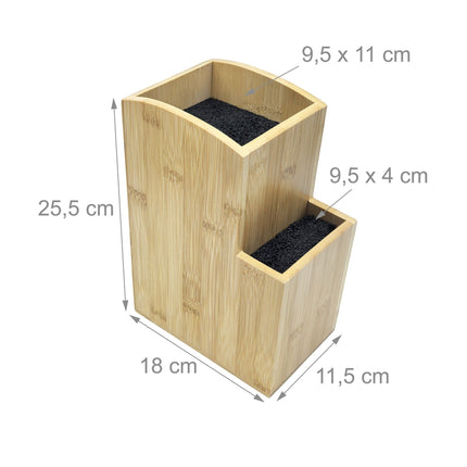 Bamboo Knife Block, 2-Tier Stand with Bristle Insert