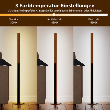 Bambus LED-Stehleuchte, dimmbar mit Fußschalter, 122 cm