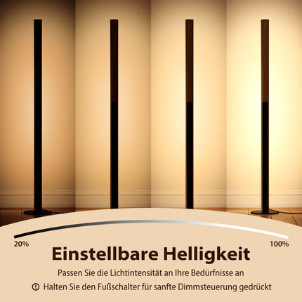 Bambus LED-Stehleuchte, dimmbar mit Fußschalter, 122 cm