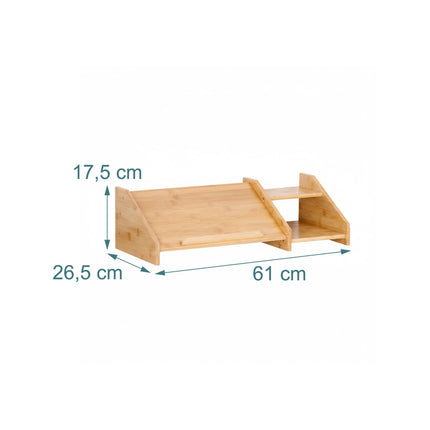 Bamboo Laptop Stand with Side Shelves for Desk