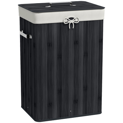 Bamboo Laundry Basket, 72L, Removable Canvas Bag