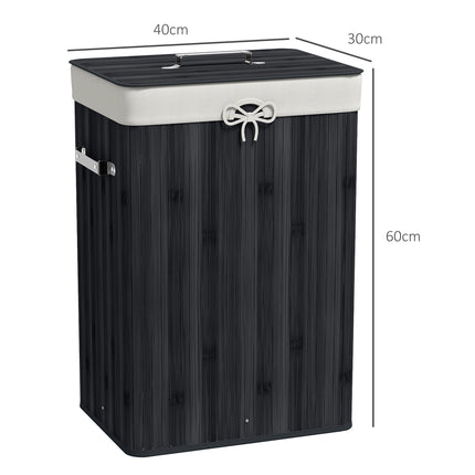 Bamboo Laundry Basket, 72L, Removable Canvas Bag