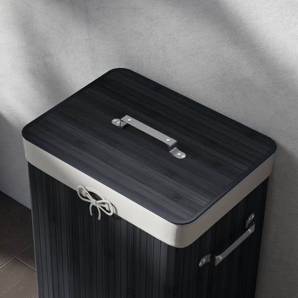 Bamboo Laundry Basket, 72L, Removable Canvas Bag