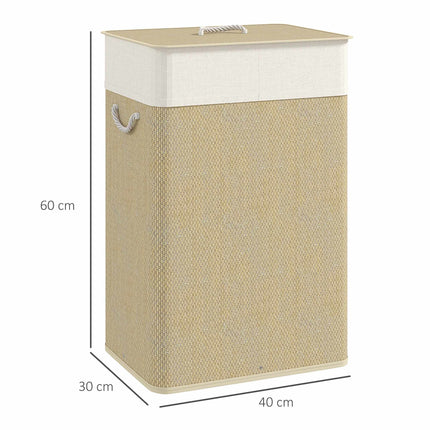 Bamboo Laundry Basket with Lid, 72L, Removable Liner