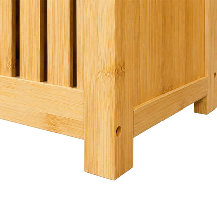 Bamboo Laundry Basket with Lid 80 L, Ventilated Slats, Natural