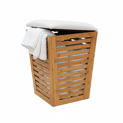 Bamboo Laundry Basket with Seat – Storage Stool