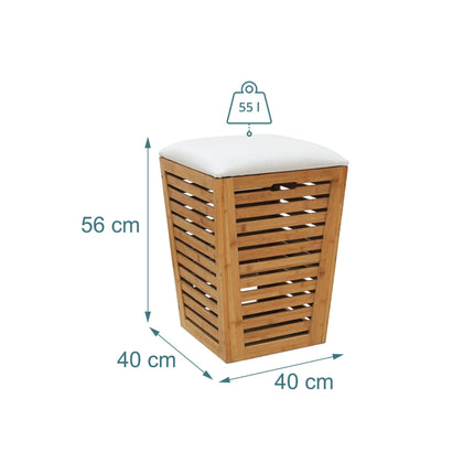 Bamboo Laundry Basket with Seat – Storage Stool