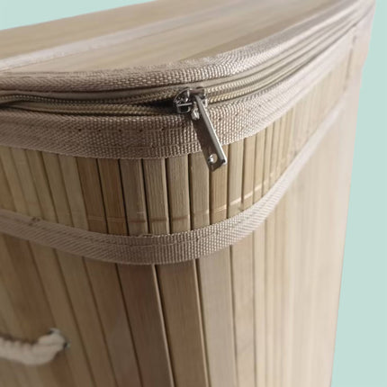 Bamboo Laundry Bin, 2 Compartments, Foldable
