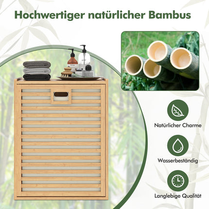 Wäschekorbregal aus Bambus mit 68L Korb, 50x35x64 cm