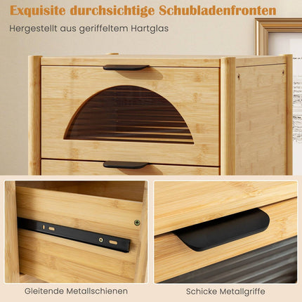 Bamboo Nightstand with 2 Drawers – Modern Bedside Table