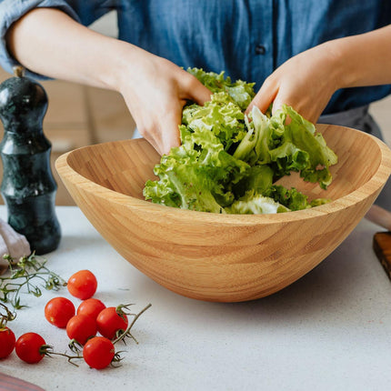 Bamboo Oval Salad Bowl – Natural, Easy to Clean