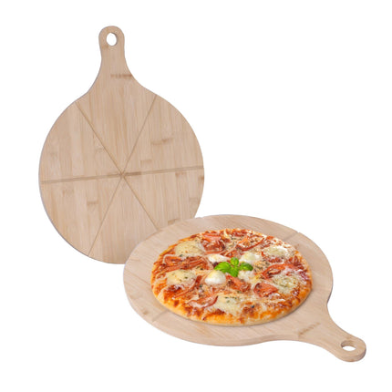 Pizza-Servierplatten aus Bambus, 2er-Set mit Rillen
