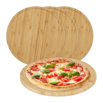 Bambus-Pizza- und Servierbretter-Set, 32 cm, 4er-Pack