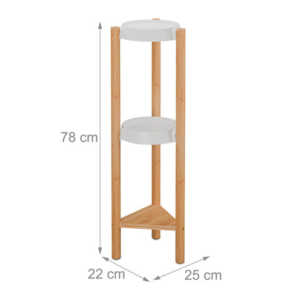 Bamboo & Plastic Indoor Plant Stand – Large Display Shelf