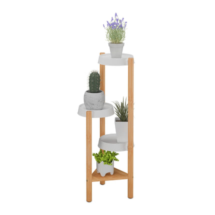 Bamboo & Plastic Indoor Plant Stand – Large Display Shelf