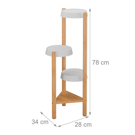 Bamboo & Plastic Indoor Plant Stand – Large Display Shelf