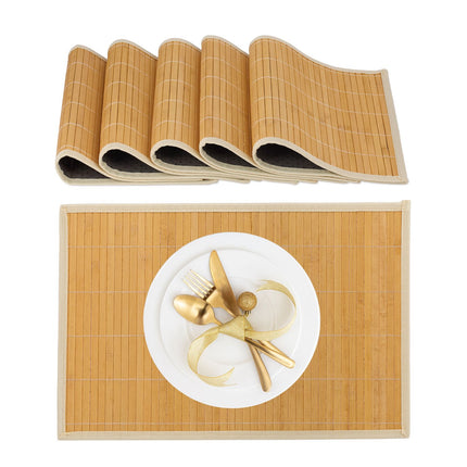 Bamboo Polyester Placemats Set of 6 with Coasters