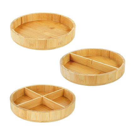 Bamboo Rotating Tray – 4 Compartments, Kitchen & Bath